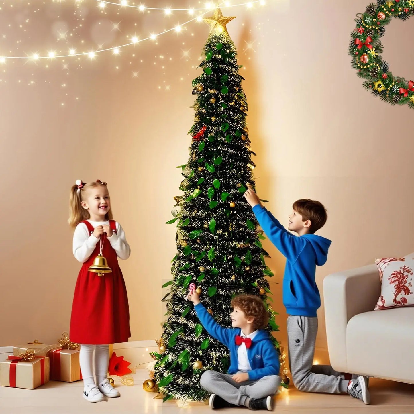 Árbol de Navidad Artificial Plegable – Montaje en 10 Segundos, Realista y Elegante
