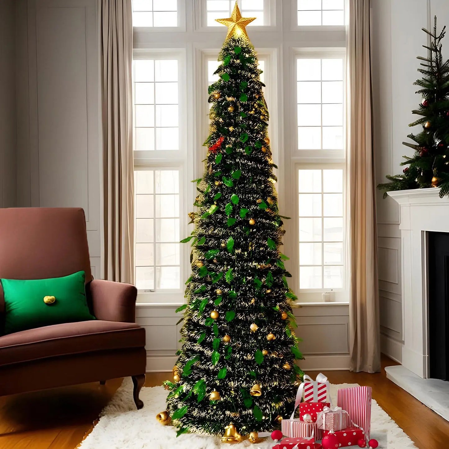 Árbol de Navidad Artificial Plegable – Montaje en 10 Segundos, Realista y Elegante